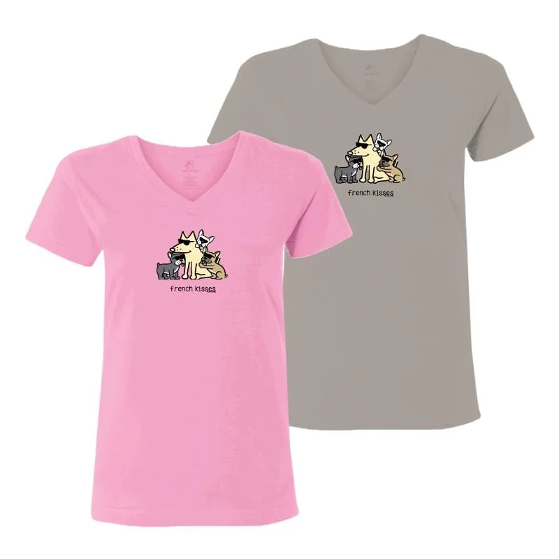 Sporty Streetwear French Kisses - Ladies T-Shirt V-Neck