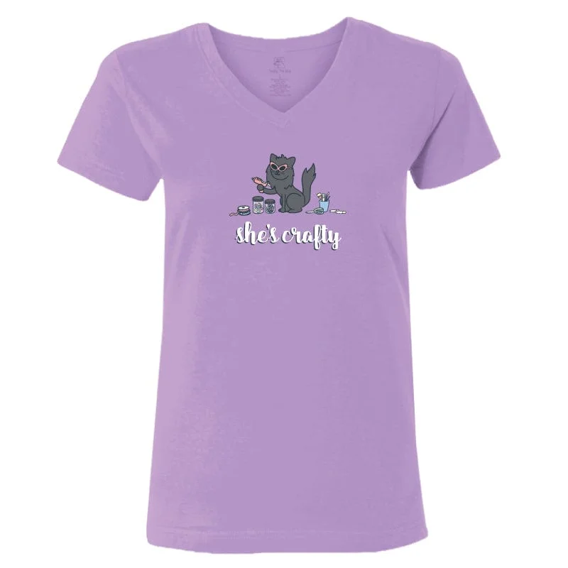 Women's Clothing Apparel She’s Crafty - Ladies T-Shirt V-Neck