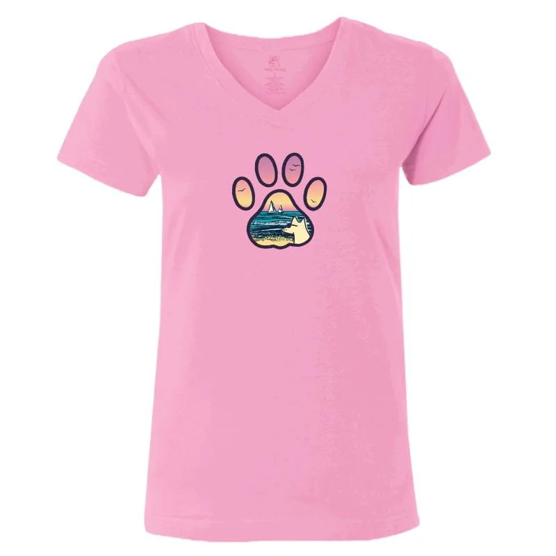Flash Discount Beach Paw - Ladies T-Shirt V-Neck