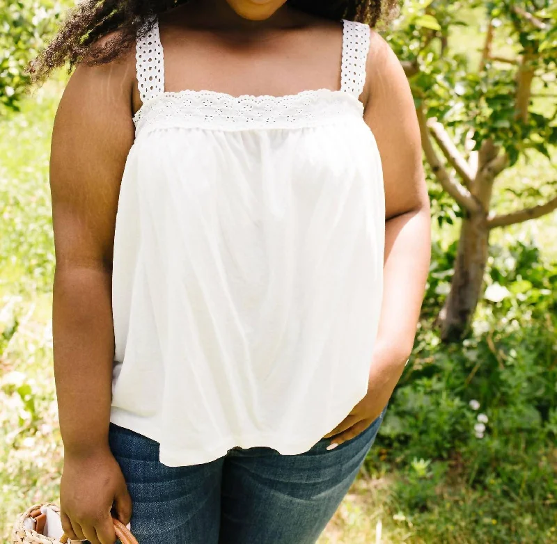 Best Boutiques Online Southern Living Eyelet Trimmed Tank In White