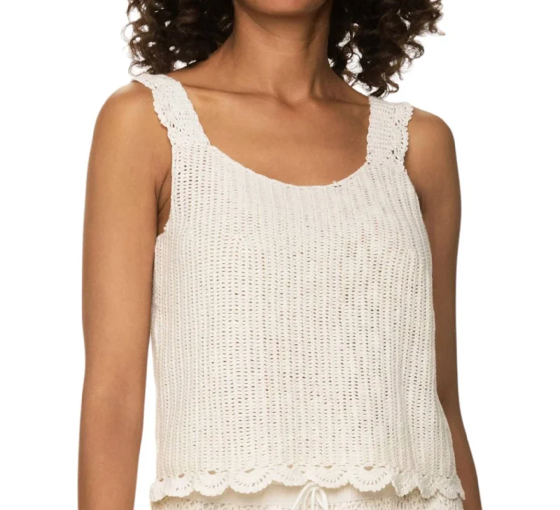 Stylish Dresses for Women Scallop Crochet Tank Top In Ivory