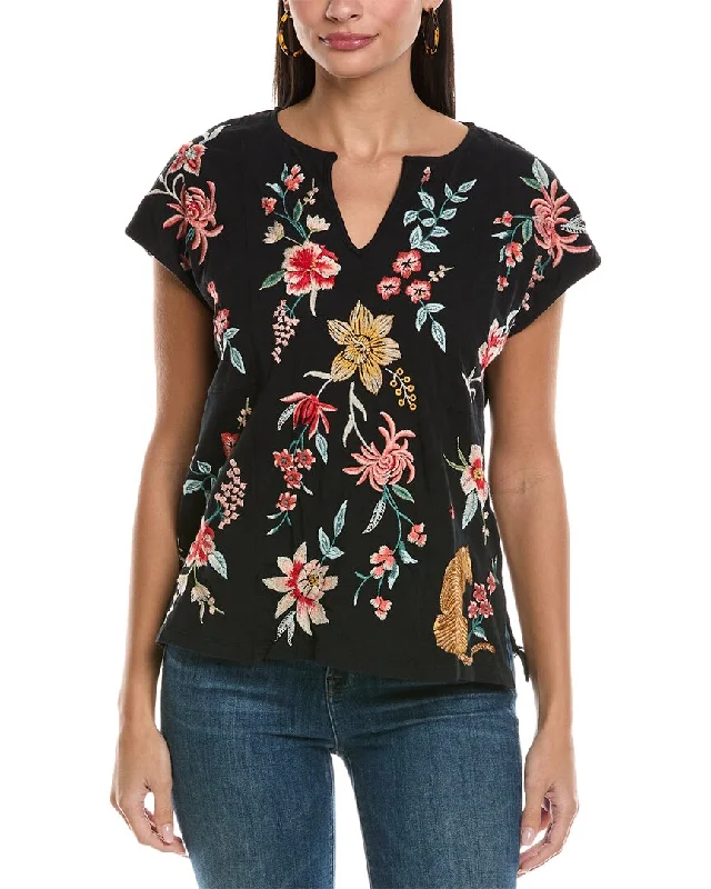 Women's High-Fashion Apparel Johnny Was Embroidered T-Shirt