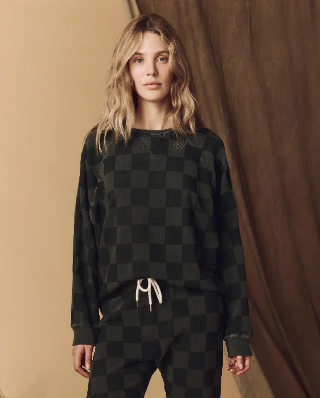 Clothing Sales The Hand Stamped Slouch Sweatshirt. -- Washed Black with Black Check
