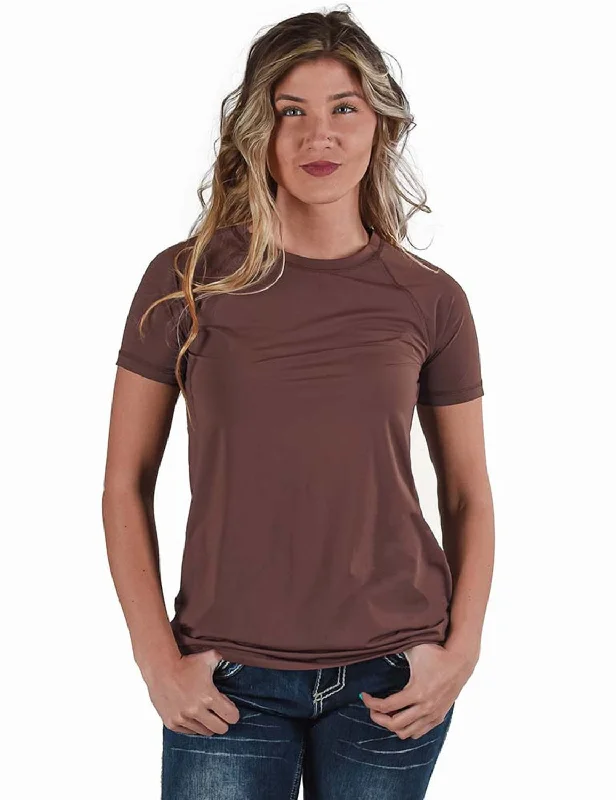 Women's Trendy Outfit Cowgirl Tuff Womens Cooling UPF Raglan Baseball Brown Nylon S/S T-Shirt Women's Trendy Outfit Cowgirl Tuff Womens Cooling UPF Raglan Baseball Brown Nylon S/S T-Shirt