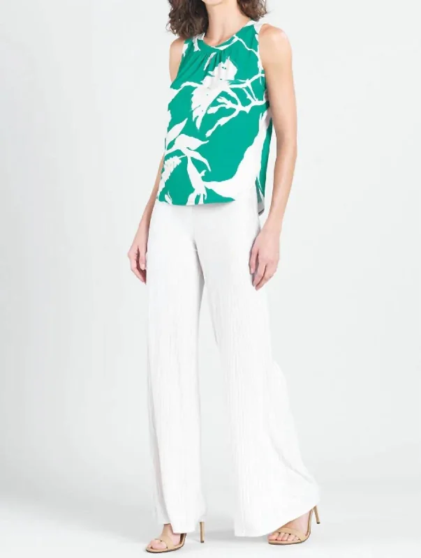Women's Chic Outerwear Attire U-Neck Curved Hi-Low Tank Top In Floral Branch