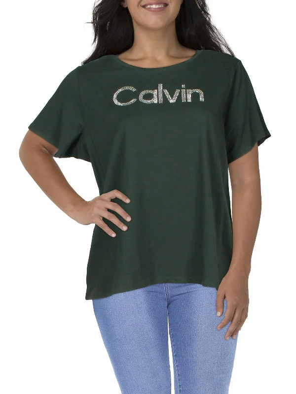 Affordable Online Boutique Plus Womens Embellished Logo T-Shirt