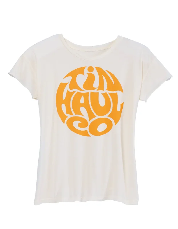 Women's Urban Fashion Tin Haul Womens Wavy Circle Print White 100% Cotton S/S T-Shirt Women's Urban Fashion Tin Haul Womens Wavy Circle Print White 100% Cotton S/S T-Shirt