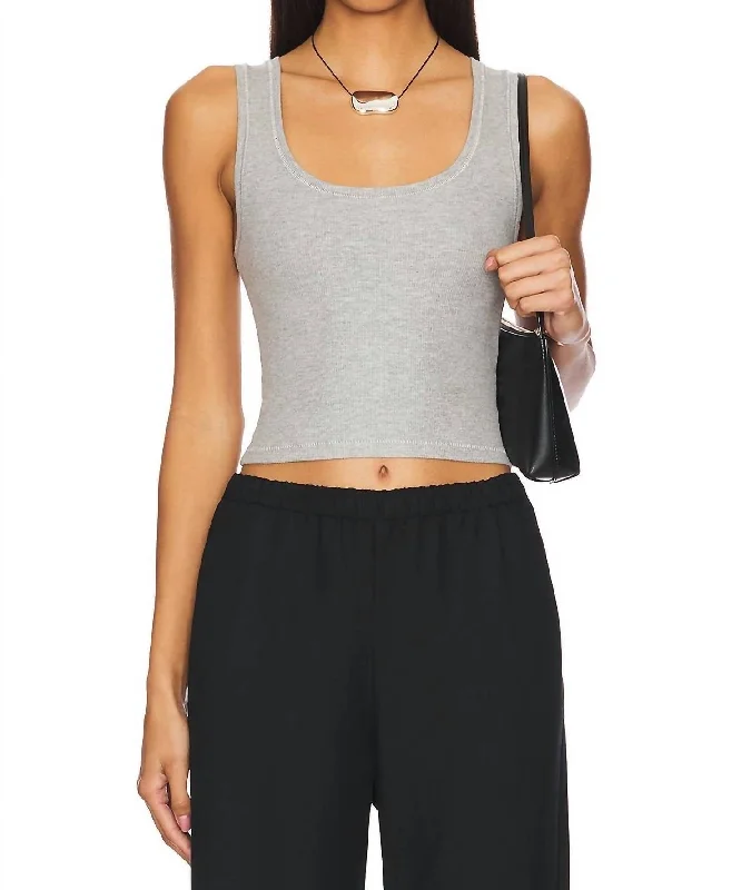 Women's Fashion Clothing Square Neck Tank Top In Heather Grey