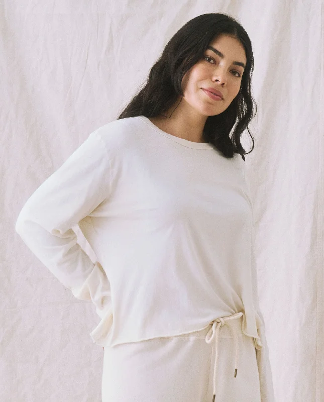 Women's Office Outfit The Long Sleeve Crop Tee. -- Washed White