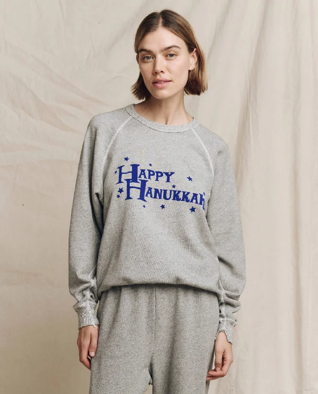 Women's Outerwear for All Weather Conditions The College Sweatshirt. Graphic -- Varsity Grey with Hannukah Graphic Women's Outerwear for All Weather Conditions The College Sweatshirt. Graphic -- Varsity Grey with Hannukah Graphic