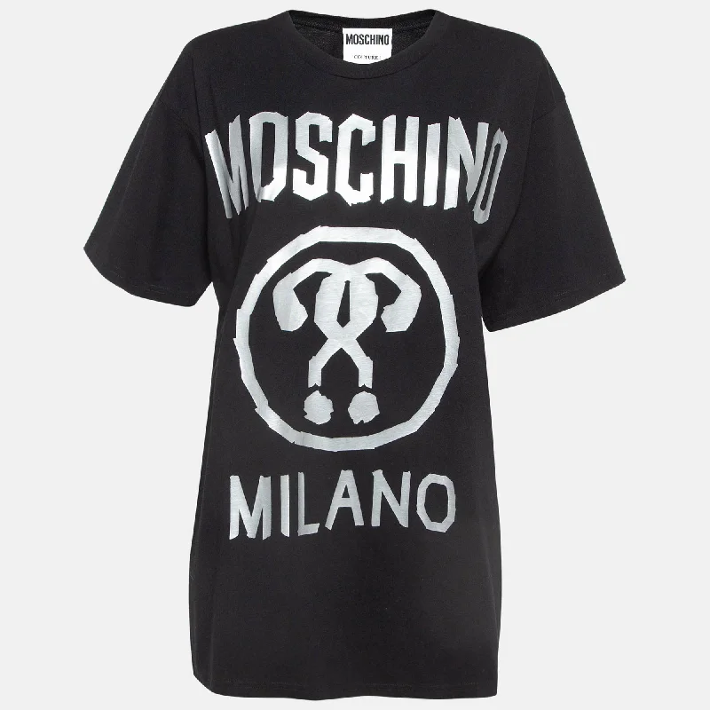 Casual Fashion Trends for Women Moschino Couture Black Double Question Mark Print Cotton T-Shirt M Casual Fashion Trends for Women Moschino Couture Black Double Question Mark Print Cotton T-Shirt M
