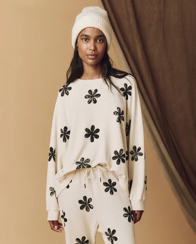 Fashionable Dresses for Women The Hand Stamped Slouch Sweatshirt. -- Washed White with Black Daisy Fashionable Dresses for Women The Hand Stamped Slouch Sweatshirt. -- Washed White with Black Daisy