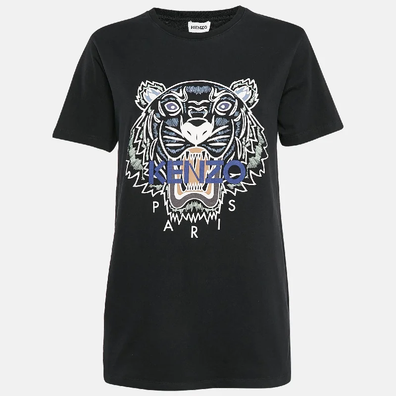 Casual Style for Busy Women Kenzo Black Tiger Print Jersey Crew Neck T-Shirt