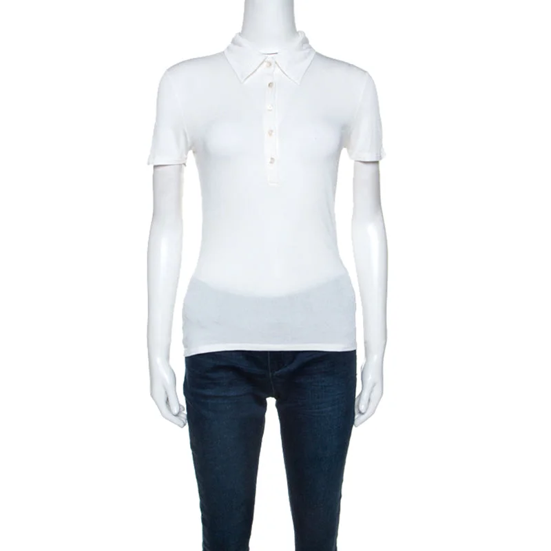 Women's Formal Wear Max Mara White Jersey Collared T-Shirt M