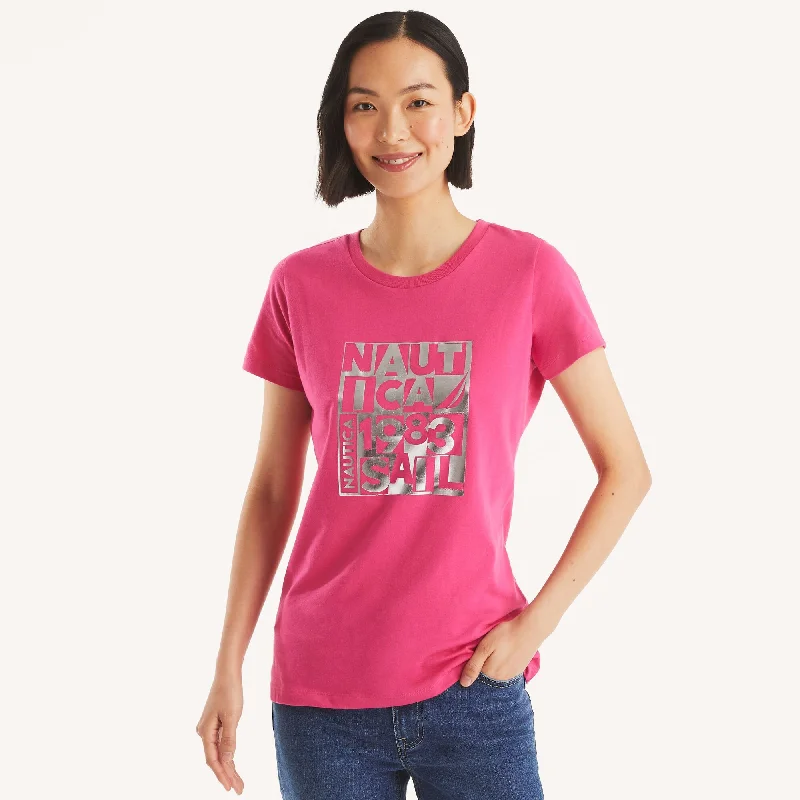 Flash Sale Event Nautica Womens Foil Modern Logo Graphic T-Shirt