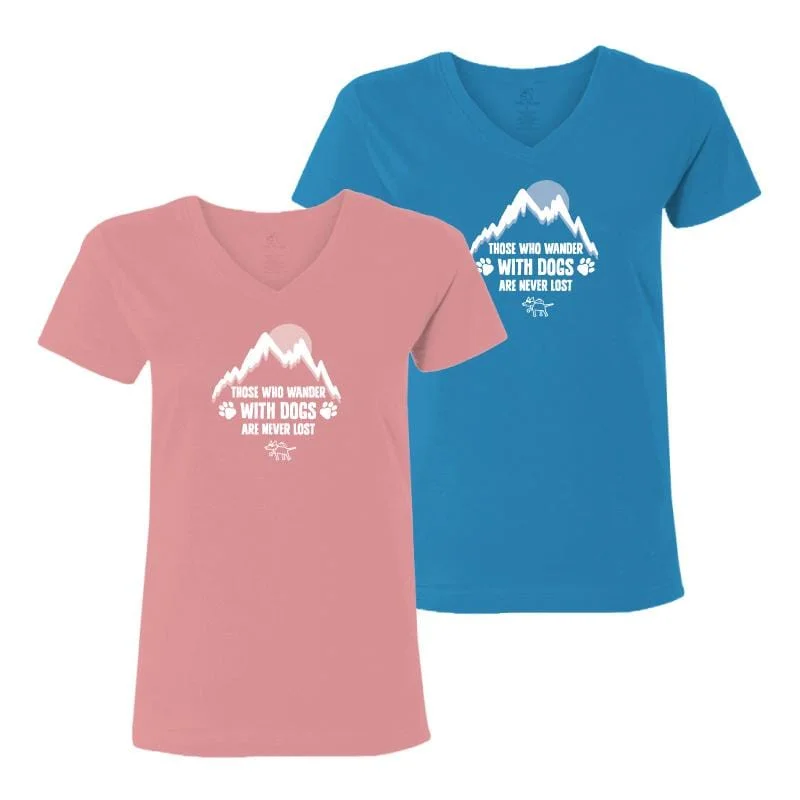 Fashion Women's Clothing Those Who Wander with Dogs Are Never Lost - Ladies T-Shirt V-Neck Fashion Women's Clothing Those Who Wander with Dogs Are Never Lost - Ladies T-Shirt V-Neck