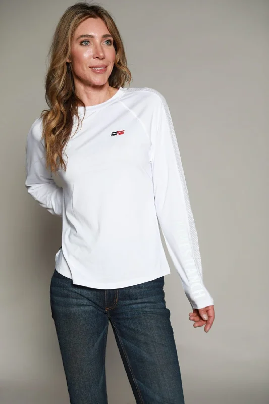 Exclusive Women's Fashion Collection Kimes Ranch Womens K1 Tech Tee White Polyester Blend L/S T-Shirt Exclusive Women's Fashion Collection Kimes Ranch Womens K1 Tech Tee White Polyester Blend L/S T-Shirt