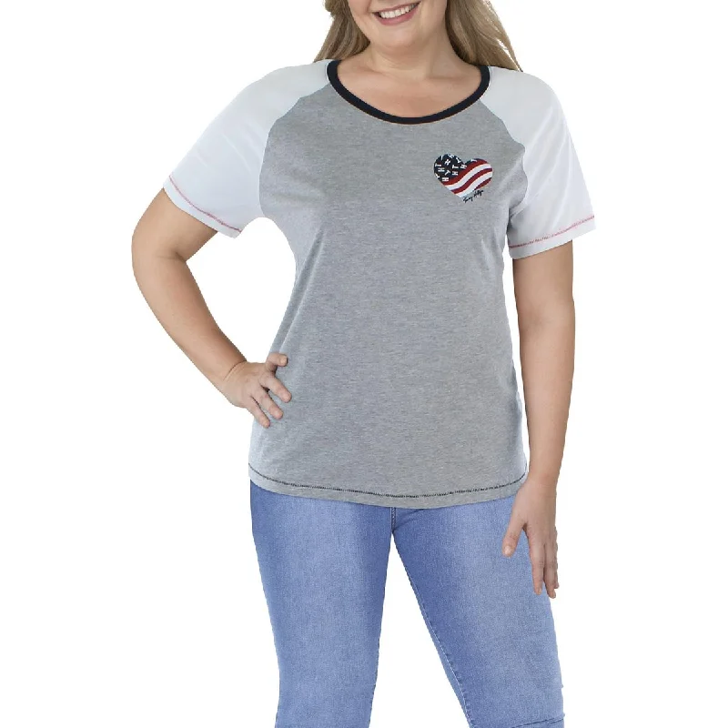 Sophisticated Style Womens Cotton Blend Baseball Graphic T-Shirt
