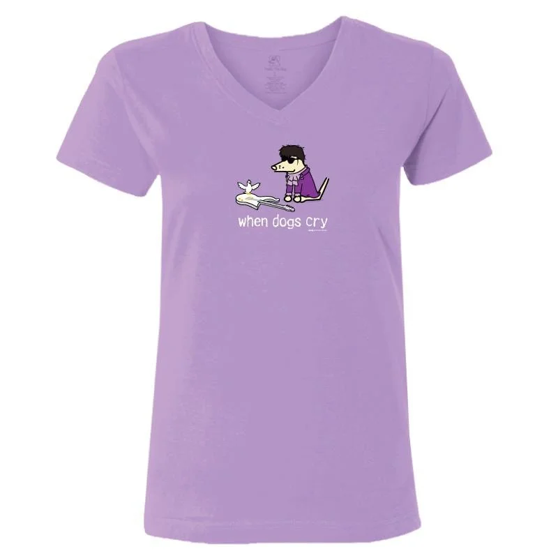 Casual Fashion Trends for Women When Dogs Cry - Ladies T-Shirt V-Neck
