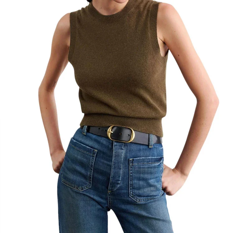 Women's Elegant Formal Outfit May Sweater Tank Top In Dark Moss