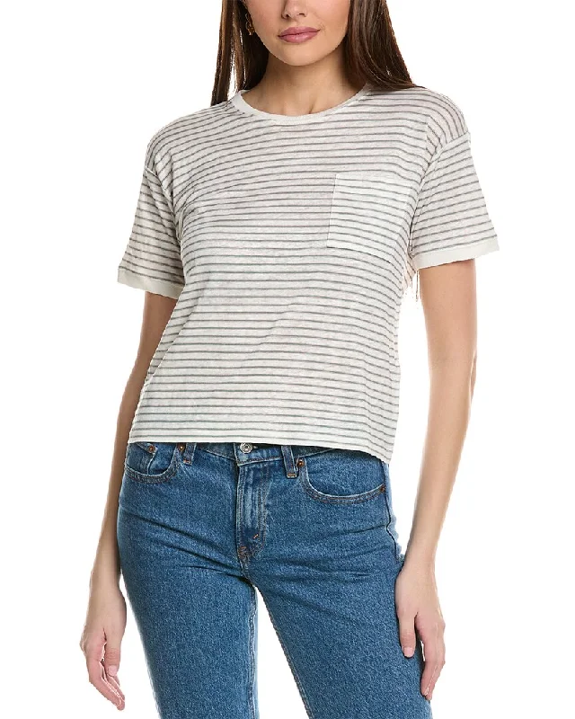 Woman Clothing FRAME Linen Cropped T-Shirt