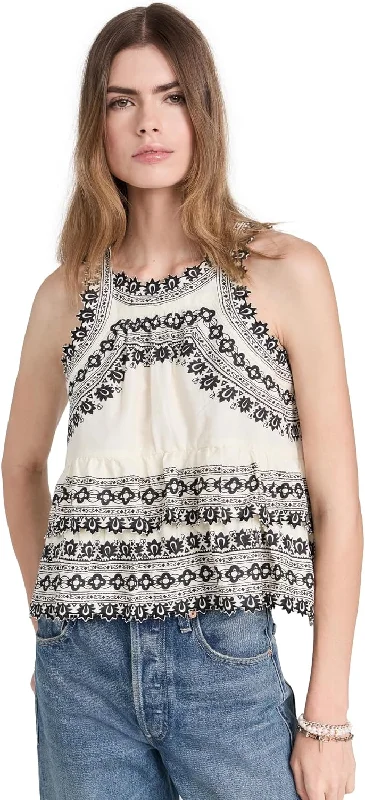 Formal Outfit For Women Sea Women's Amina Embroidery Tank Top, Cream