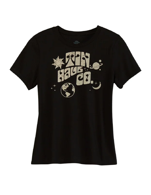 Casual Chic Tin Haul Womens In Outerspace Black Cotton Blend S/S T-Shirt