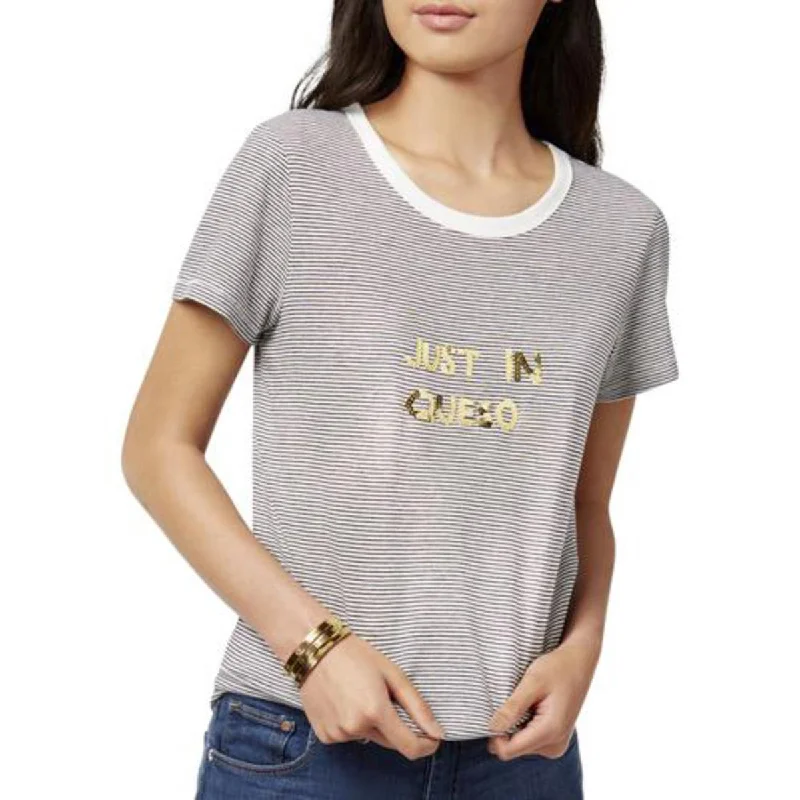 Sale On Sale Juniors Just In Queso Womens Festive Sequined Logo T-Shirt