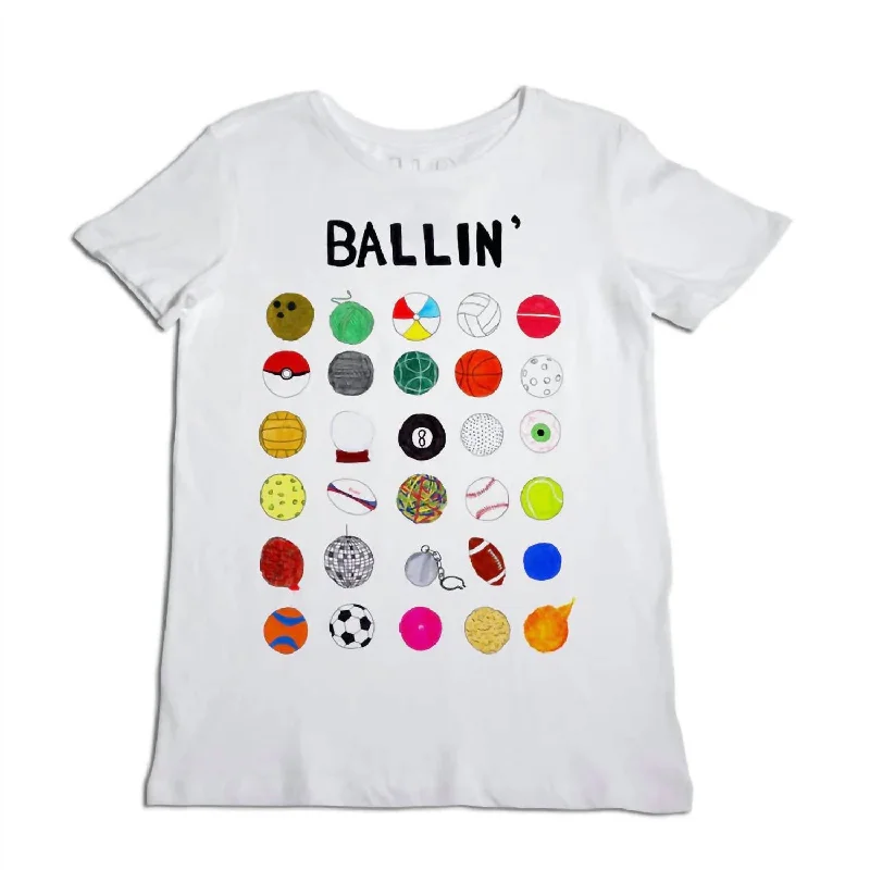 Modern Women's Fashion with Vintage Touches Ballin' Women's T-Shirt In White
