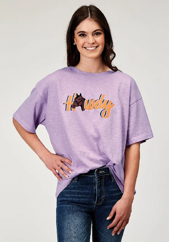 Flash Discount Roper Womens Howdy Horse Lilac 100% Cotton S/S T-Shirt