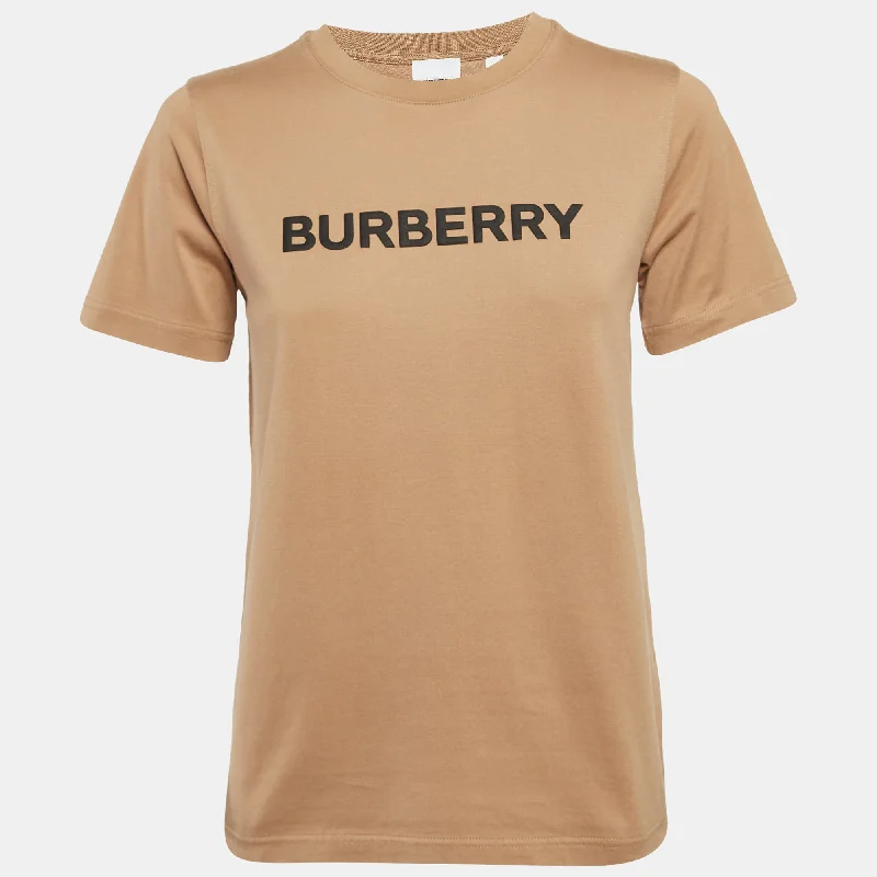 Casual Dresses for Women Burberry Brown Logo Print Cotton Crew Neck T-Shirt