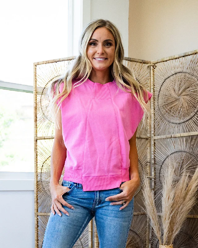 Trendy Women's Apparel Adelle Short Sleeve Sweatshirt - Pink FINAL SALE