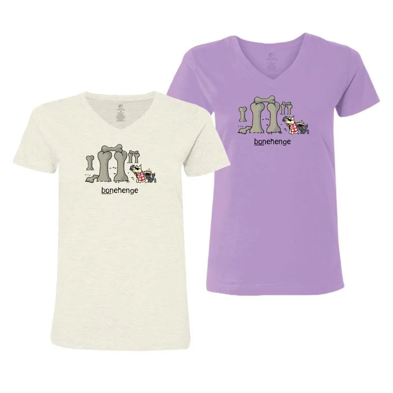 Women's Comfy Loungewear Outfit Bonehenge - Ladies T-Shirt V-Neck