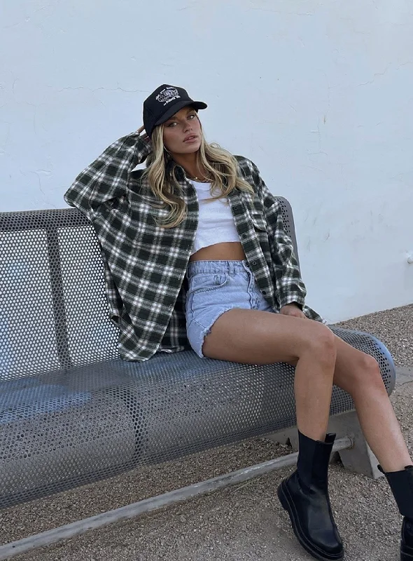 Women's Activewear Garments Ken Checkered Shirt Green