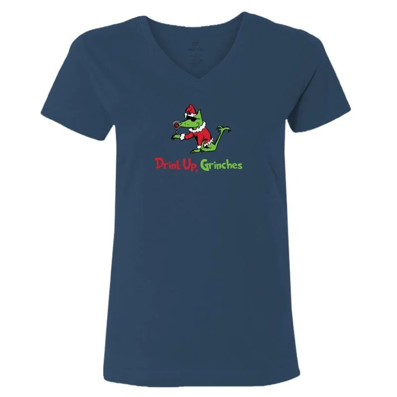 Latest Trends Drink Up, Grinches - Ladies T-Shirt V-Neck