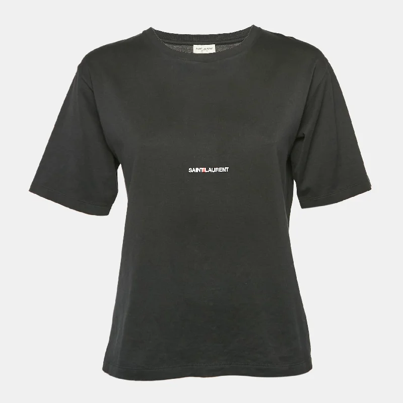 Women's Fashion Clothing Saint Laurent Black Cotton Logo Print T-Shirt