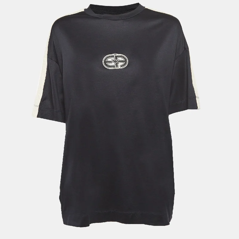 Everyday Women's Fashion Trends Emporio Armani Black Lyocell Blend Crewneck T-Shirt