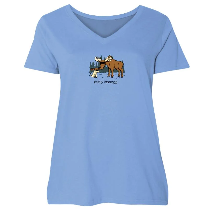 Affordable Women's Clothing Sale Online Easily Amoosed - Ladies Curvy V-Neck Tee