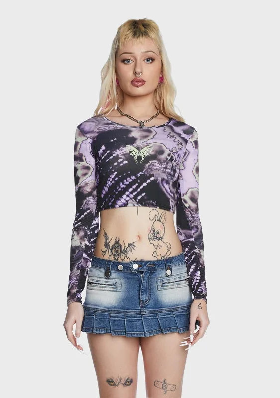 Everyday Fashion Tie Dye Butterfly Crop Top