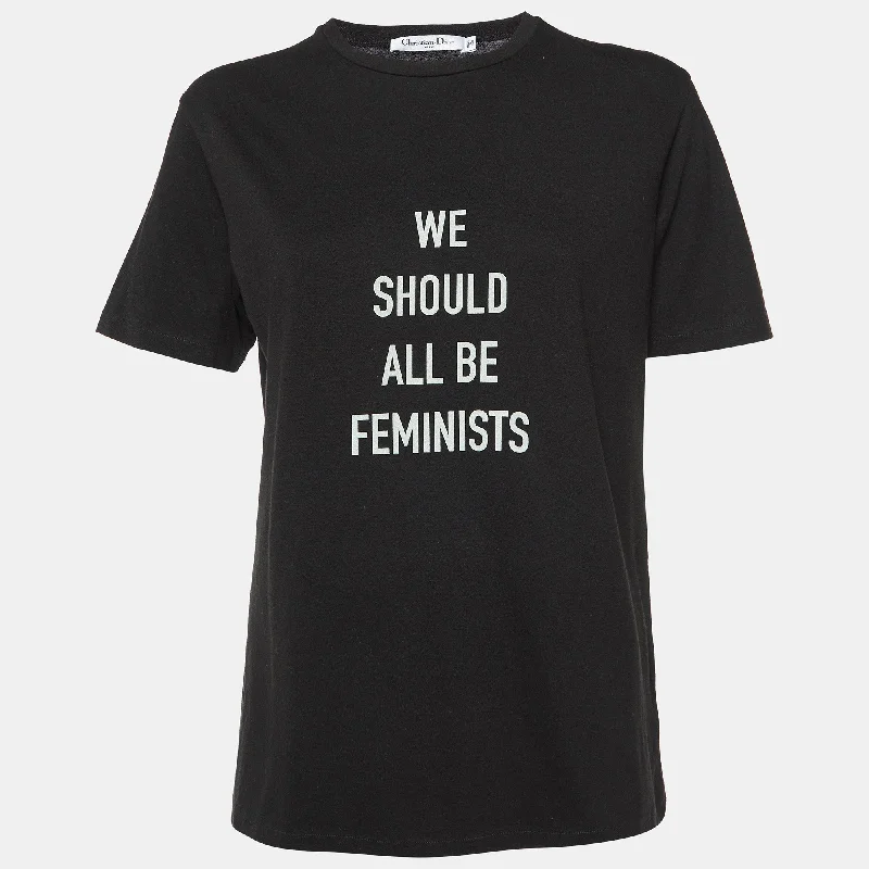 Women's Street Style Casual Wear Dior Black Printed Cotton T-Shirt