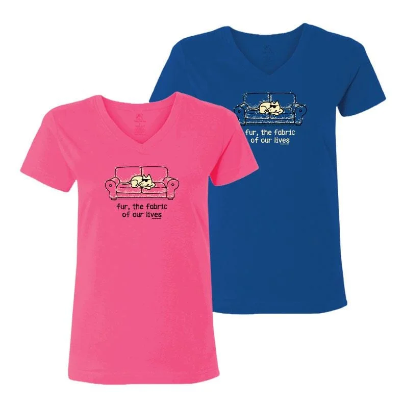 Formal Garments For Women Fur, The Fabric Of Our Lives - Ladies T-Shirt V-Neck