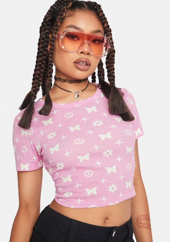Casual Dresses for Women Butterfly Monogram Crop Top