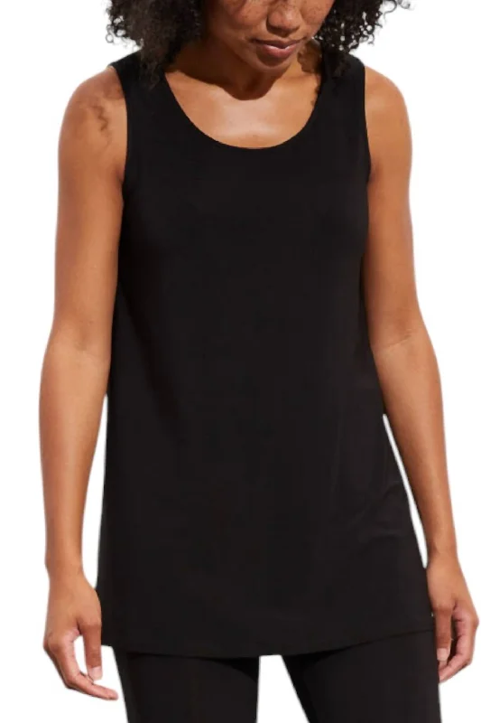 Women's Relaxed Outfit Knit Long Tank Top In Black Foundation