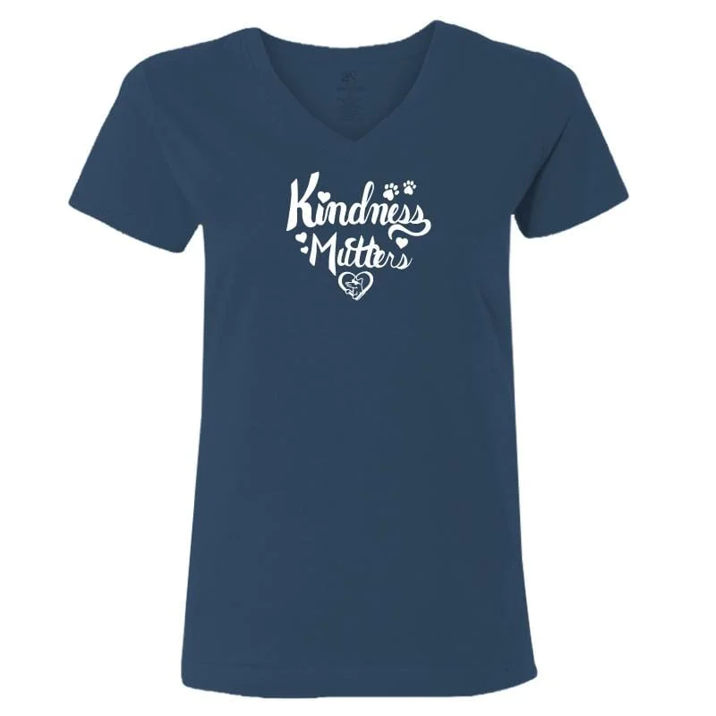 Contemporary Women's Clothing Kindness Mutters - Ladies T-Shirt V-Neck