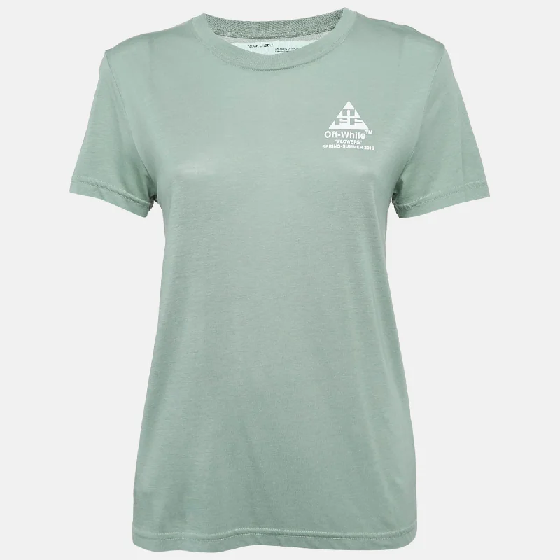 Stylish Dresses for Women Off-White Green Flower Arrow Jersey T-Shirt