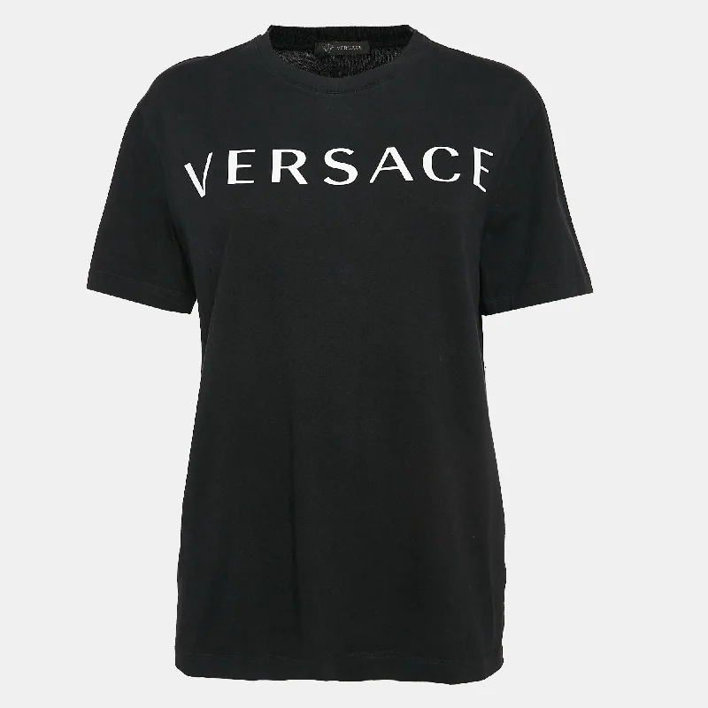 Easygoing Women's Style Versace Black Logo Print Cotton T-Shirt