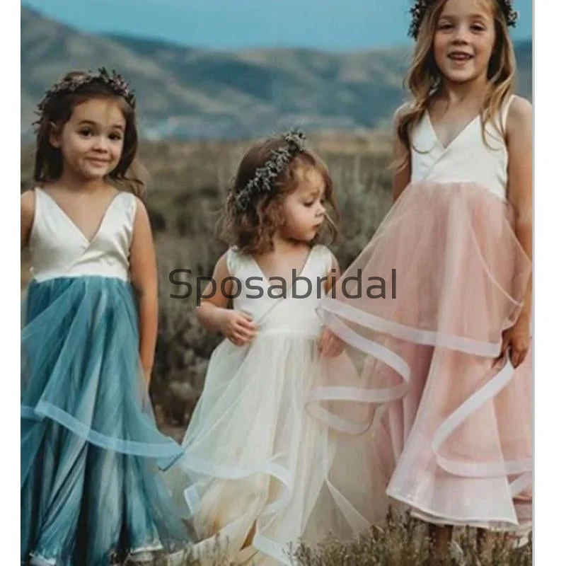 Glamorous Fashion Offers V-Neck Simple Cheap Lovely Custom Flower Girl Dresses, FG130