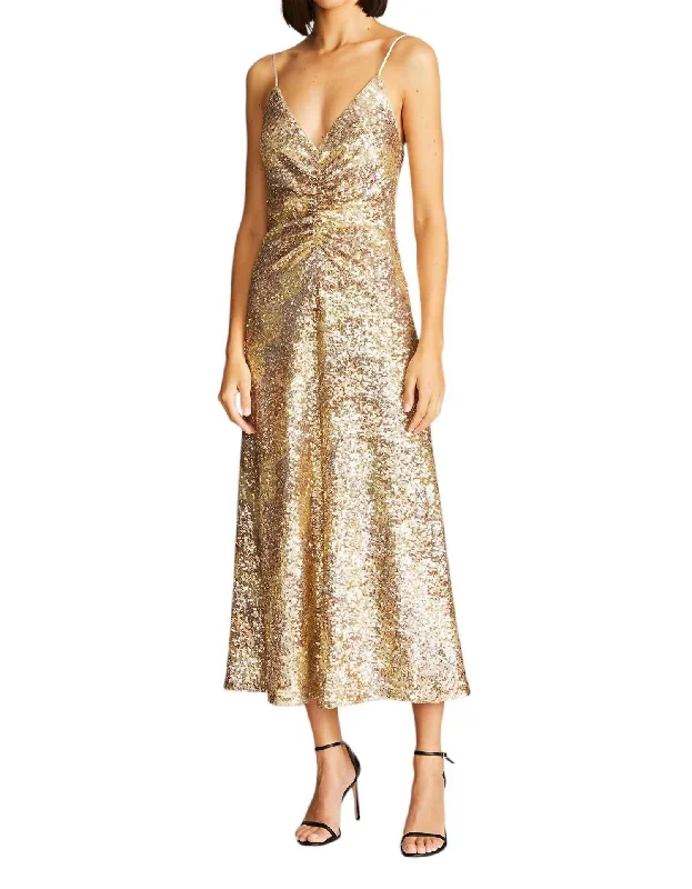 Seasonal Women's Fashion Trends Alesandra Dress In Gold Tonal