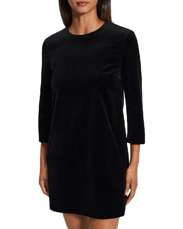 Modern Women's Fashion Theory Velvet Quarter-Sleve Dress