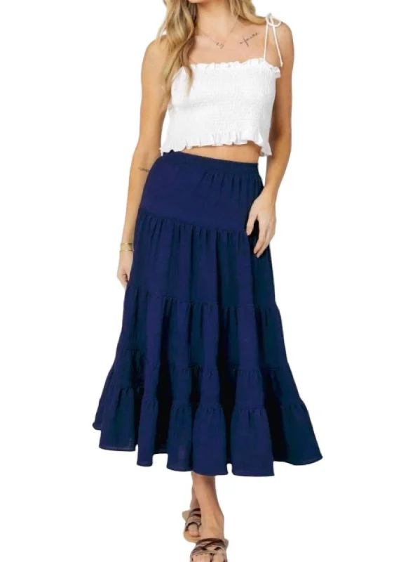 Summer Sale Boho Skirt In Navy